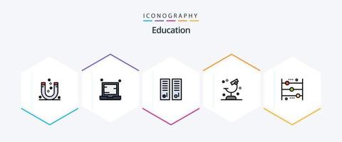 Bildung 25 gefüllte Symbolpakete inklusive Mikroskop. Biologie. Laptop. Sportraum. Umkleideraum vektor