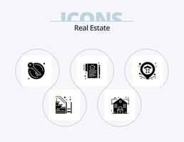 Immobilien-Glyphen-Icon-Pack 5 Icon-Design. Vertrag. Haus. Sicherheit. heim. Behörde vektor