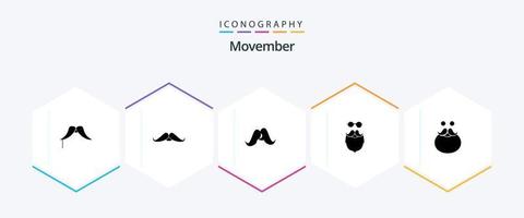 Movember 25 Glyphen-Icon-Pack inklusive . . getragen. getragen. Umzug vektor