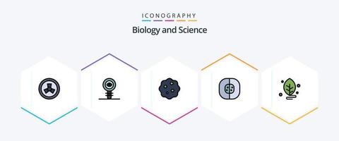 biologi 25 fylld linje ikon packa Inklusive biologi. kemi. bakterie. cell. atom vektor