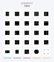 kreativ layout 25 glyf fast svart ikon packa sådan som rotera. se. layout. layout. maximera vektor