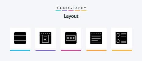 Layout-Glyphe 5 Icon Pack inklusive . Layout. Radio knopf. Webseite. kreatives Symboldesign vektor