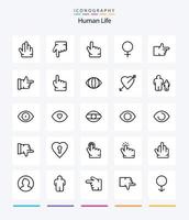 kreatives menschliches 25-Umriss-Icon-Pack wie Gesicht. berühren. Zeichen. Punkt. Finger vektor