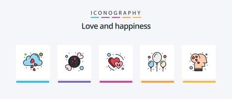 Liebeslinie gefüllt 5 Icon Pack inklusive Februar. Herz. Datierung. Krug. Kekse. kreatives Symboldesign vektor