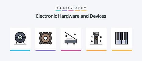 Gerätezeile gefüllt 5 Icon Pack inklusive Geräte. Technologie. Geräte. Lautsprecher. Elektronik. kreatives Symboldesign vektor