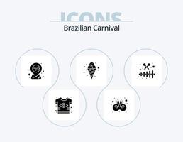 Brasilianischer Karneval Glyph Icon Pack 5 Icon Design. Instrument. Eiscreme. Maske. Essen. Platzhalter vektor