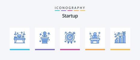 börja blå 5 ikon packa Inklusive företag. arbetstagare. pengar tillväxt. anställd. företag mål. kreativ ikoner design vektor