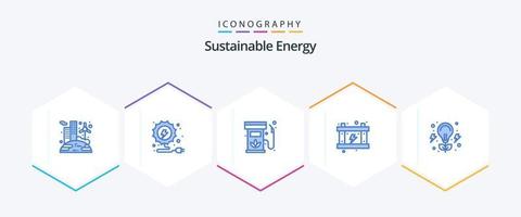 nachhaltige Energie 25 blaues Icon Pack inklusive Energie. Batterie. Diesel. Leistung. Elektrizität vektor