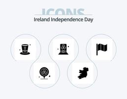 irland oberoende dag glyf ikon packa 5 ikon design. irland. patrick. dryck. hatt. dag vektor