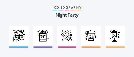 Night Party Line 5 Icon Pack inklusive Party. trinken. Grill. Party. Alkohol. kreatives Symboldesign vektor