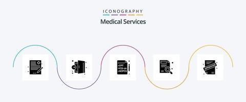 medizinische dienste glyph 5 icon pack einschließlich genehmigt. suchen. medizinisch. Bericht. finden vektor