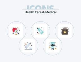 Gesundheitswesen und medizinisches Flat Icon Pack 5 Icon Design. Notfall. Zahnpasta. Hepatitis. Zahn. Zahn vektor