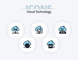 Cloud-Technologie-Linie gefüllt Icon Pack 5 Icon-Design. Kopieren. Daten. Wolke. aus. runter vektor