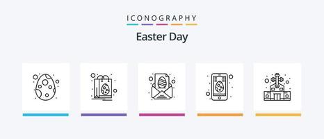 Easter Line 5 Icon Pack inklusive Baby. Ei. Feier. Ostern. Ei. kreatives Symboldesign vektor