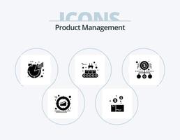 Produktmanagement-Glyphen-Icon-Pack 5-Icon-Design. Produktion. Förderer. Paket. Produkt. Beschreibungen vektor