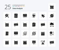 Datenanalyse 25 Solid Glyph Icon Pack inklusive Codierung. Entwicklung. Geschäft. Daten. seo vektor