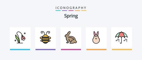 vår linje fylld 5 ikon packa Inklusive påsk. vår. blomma. natur. ekologi. kreativ ikoner design vektor