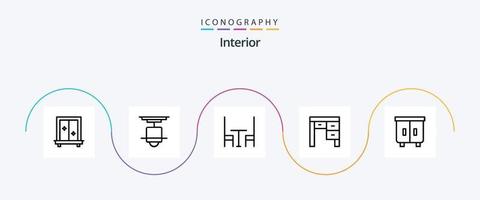 Interior Line 5 Icon Pack inklusive Schublade. Innere. Licht. Möbel. Dekor vektor