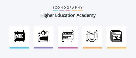 Academy Line 5 Icon Pack inklusive Universität. Anmerkungen. qa. Ausbildung. Herrscher. kreatives Symboldesign vektor
