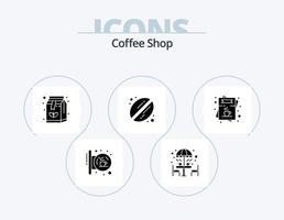 Café-Glyphen-Icon-Pack 5 Icon-Design. Cafe. Kaffee. Tisch. Bohne. Kaffee vektor