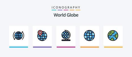 Globe Line gefüllt 5 Icon Pack inklusive . Welt. Internet. Globus. Globus. kreatives Symboldesign vektor