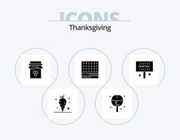 Thanksgiving-Glyphen-Icon-Pack 5 Icon-Design. Waffel. süss. Frühstück. Nachtisch. das Erntedankfest vektor