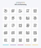 Creative SEO 25 Outline Icon Pack wie Bug. Lesezeichen. Insekt. Broschüre. SEO-Paket vektor