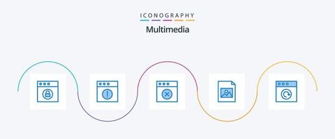 multimedia blå 5 ikon packa Inklusive . mac. ladda om. app vektor