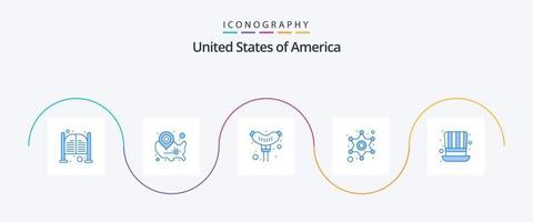 USA blå 5 ikon packa Inklusive dag. stjärna. wisconsin. polis. korv vektor