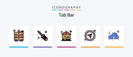 Tab-Leiste Zeile gefüllt 5 Icon Pack einschließlich . Müll. Unterstützung. Hilfe. kreatives Symboldesign vektor