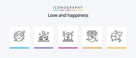 Love Line 5 Icon Pack inklusive Herz. sperren. Liebe. Herz. gegenwärtig. kreatives Symboldesign vektor