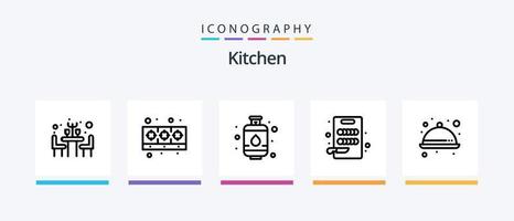 kök linje 5 ikon packa Inklusive . mat. murbruk. blandare. radera. kreativ ikoner design vektor