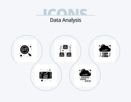 data analys glyf ikon packa 5 ikon design. analyser. profil. Sök. nätverk. webb vektor