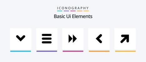 grundlegende ui-elemente glyph 5 icon pack inklusive rechts. Pfeil. nach vorne. links. zurück. kreatives Symboldesign vektor