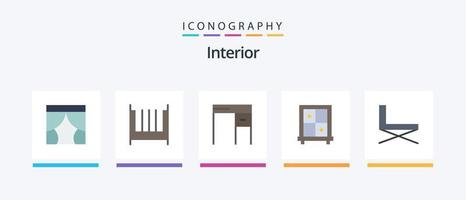 Innenraum Flat 5 Icon Pack inklusive Innenraum. Stuhl. Innere. Fenster. Büro. kreatives Symboldesign vektor