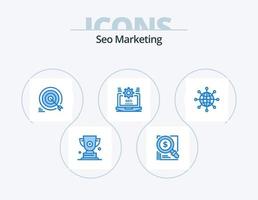 SEO-Marketing blau Icon Pack 5 Icon-Design. Netz. seo. Geschäft. Ziele. Ziel vektor