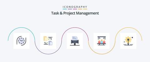 Aufgaben- und Projektmanagement Flat 5 Icon Pack inklusive . Idee. Regeln. Gang. Benutzer vektor