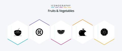 Obst und Gemüse 25 Glyphen-Symbolpaket einschließlich . Früchte. Frucht. Frucht. Essen vektor