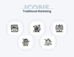 traditionelle Marketinglinie Icon Pack 5 Icon Design. Lieferung. Katalog. Werbung. Katalog. Anzeige vektor