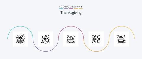 Thanksgiving Line 5 Icon Pack inklusive . Tasse. Essen. Kaffee. das Erntedankfest vektor