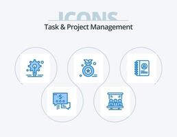 Aufgaben- und Projektmanagement blaues Icon Pack 5 Icon Design. . Benutzer. Gang. Kontakt. Medaille vektor
