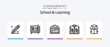 skola och inlärning linje 5 ikon packa Inklusive . kunskap. utbildning. hemisfär. hjärna. kreativ ikoner design vektor