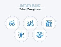 Talentmanagement blau Icon Pack 5 Icon Design. gewinnen. Bestenliste. Unterstützung. Universität. Hut vektor