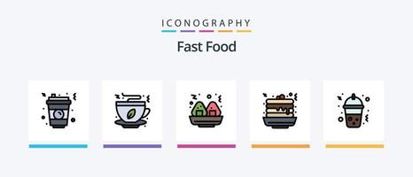 mit Fast-Food-Linie gefülltes 5-Icon-Paket, einschließlich . Essen. Fastfood. süss. Essen. kreatives Symboldesign vektor