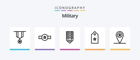 militär linje 5 ikon packa Inklusive rang. bricka. ett. märka. rang. kreativ ikoner design vektor