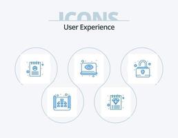 Benutzererfahrung blau Icon Pack 5 Icon Design. sperren. Sicht. Geschäft. Auge. Computer vektor