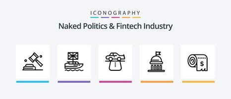 Naked Politics und Fintech Industry Line 5 Icon Pack inklusive Abstimmung. politisch. Geld. Kampagne. Beruf. kreatives Symboldesign vektor