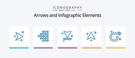 pil blå 5 ikon packa Inklusive upprepa. pil. pilar. riktning. pilar. kreativ ikoner design vektor