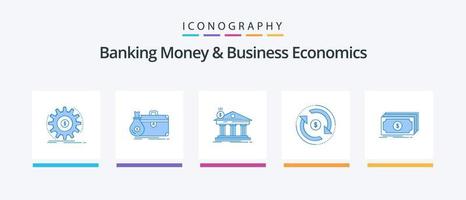 bank pengar och företag ekonomi blå 5 ikon packa Inklusive flöde. omlopp. öppna. statlig. bankverksamhet. kreativ ikoner design vektor