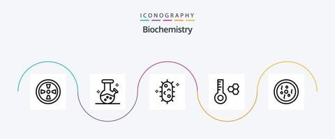 Biochemie Linie 5 Icon Pack inklusive . Petri. Biologie. Gericht. Thermometer vektor